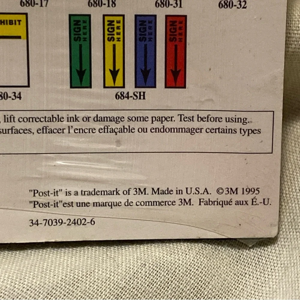 NEW Vintage Post-it 684-SH Tape Flags “Sign Here” 4 Colors/120 Flags